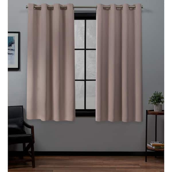 EXCLUSIVE HOME Academy Blush Solid Blackout Grommet Top Curtain, 52 in. W x 63 in. L (Set of 2)