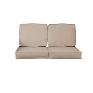 23 in. x 23.5 in. x 5 in. (4-Piece) Deep Seating Outdoor Loveseat Cushion in Sunbrella Revive Sand