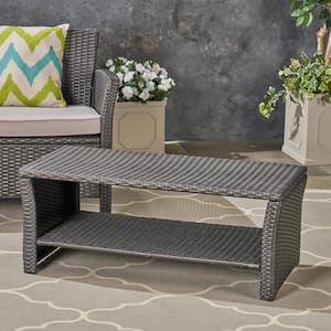 St. Lucia Grey Faux Rattan Outdoor Coffee Table