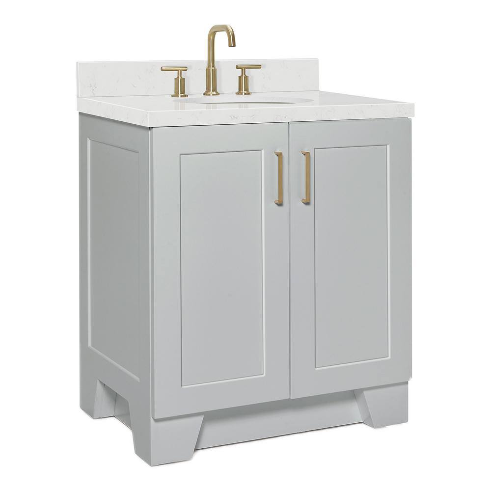 Gray Hardwood 30.25'' Single Basin Freestanding Vanity