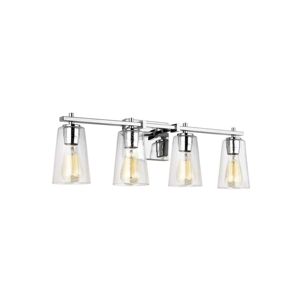Mercer Chrome 4-Light Vanity with Clear Seeded Glass Shades