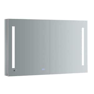 Tiempo 48 in. W x 30 in. H Recessed or Surface Mount Medicine Cabinet with LED Lighting and Mirror Defogger