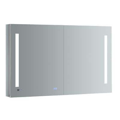 Tiempo 48 in. W x 30 in. H Recessed or Surface Mount Medicine Cabinet with LED Lighting and Mirror Defogger