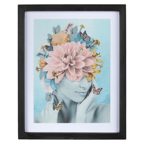 Download Stratton Home Decor Framed Blue Abstract Floral Lady Wall Art S36925 The Home Depot