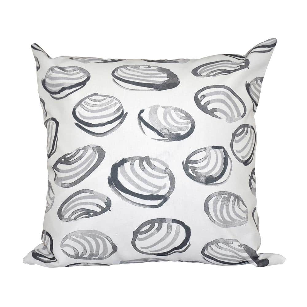 Clams Gray Geometric 16 in. x 16 in. Throw Pillow