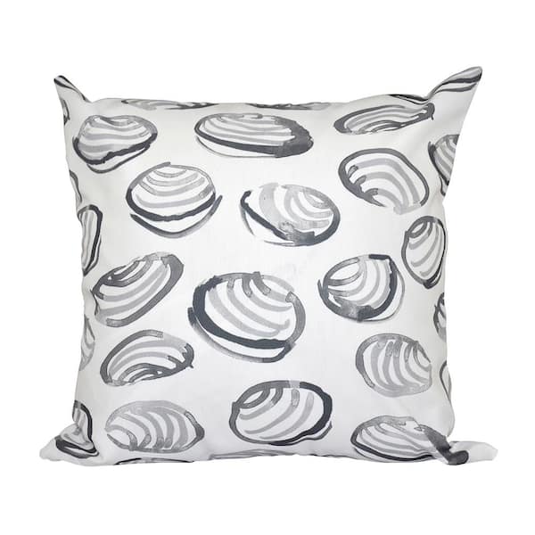 Unbranded Clams Gray Geometric 16 in. x 16 in. Throw Pillow