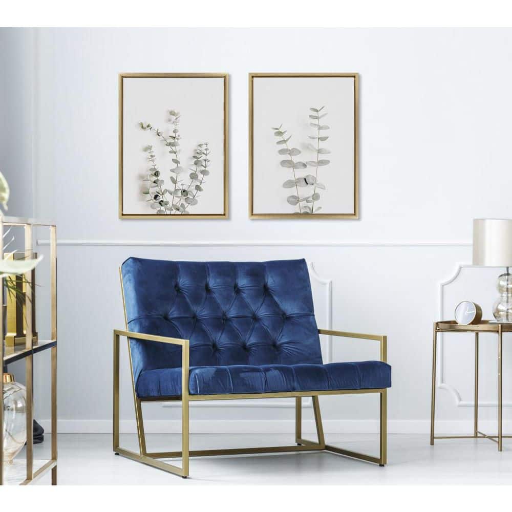 Set of 2 Gold Framed Neutral Botanical Canvas Prints