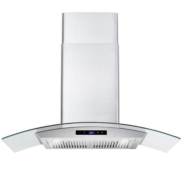 Flynama 30 in. 700 CFM Wall Mount Range Hood in Silver Touch Control Panel