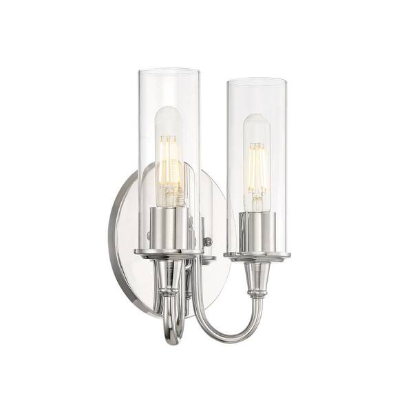 CRAFTMADE Modina 8 in. 2Light Chrome Finish Vanity Light with Clear