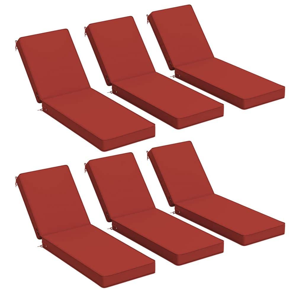 72 x 21 x 4 in. Outdoor Chaise Lounge Cushion Waterproof Patio Beach Pool Replacement Cushion Only Terra Red (6-Pack) price history on PriceWatchPro