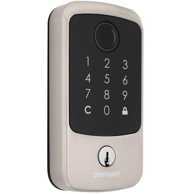 Hubspace Satin Nickel Square Biometric Fingerprint Electronic Touchpad Deadbolt