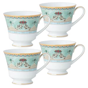 Serene Garden 8 fl. oz. (Green) Porcelain Tea Cups, (Set of 4)
