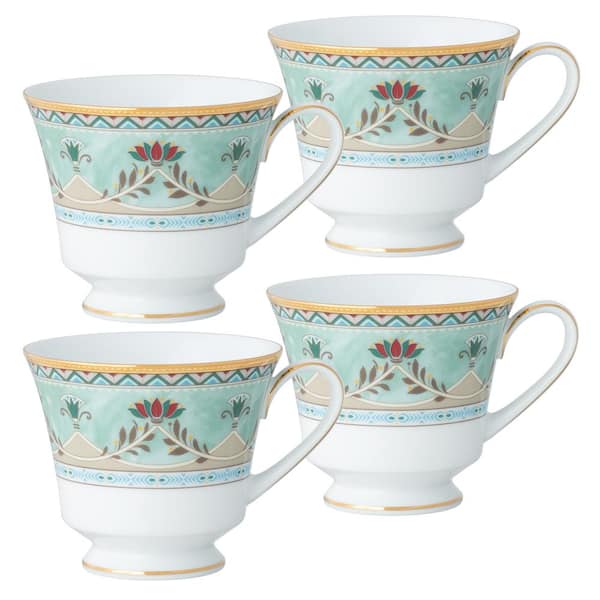 Noritake Serene Garden 8 fl. oz. (Green) Porcelain Tea Cups, (Set of 4)