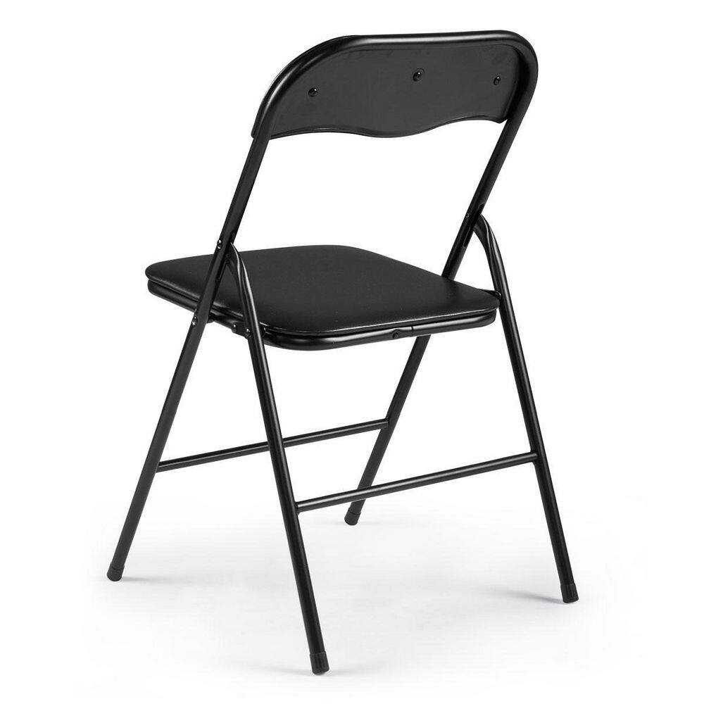 Black Armless Folding Metal and Plastic Lounge Chair Set
