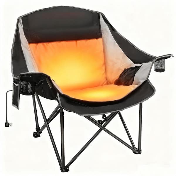 Oversized Heated Camping Chair-3 Heat Levels, 500 lbs. Support, Portable Folding Chair for Outdoor(Battery Not Included)