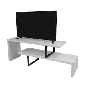 Orford Mid-Century Modern TV Stand with MDF Shelves and Powder Coated Iron Legs, White