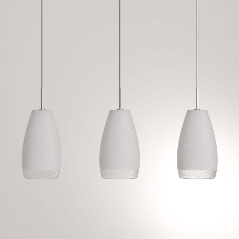 Elegant Matte Nickel 3-Light Pendant with White Crackle Glass Shades