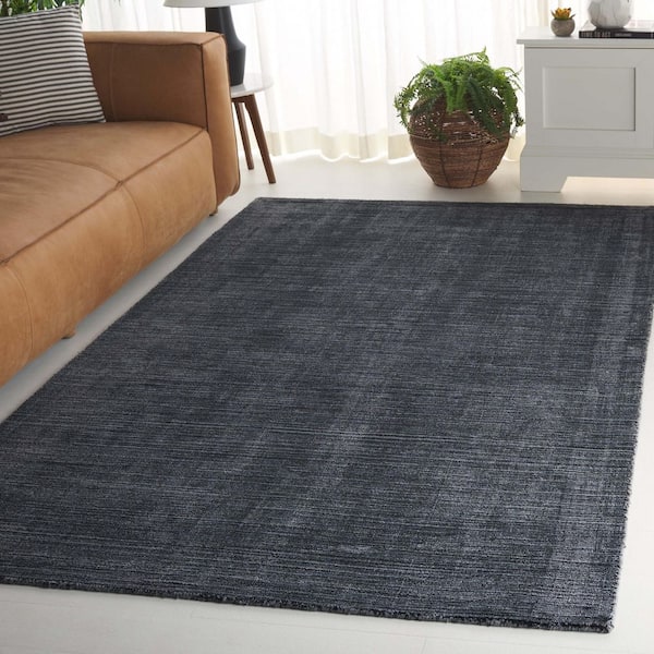 Mirage 8 ft. x 10 ft. Black Solid Distressed Area Rug