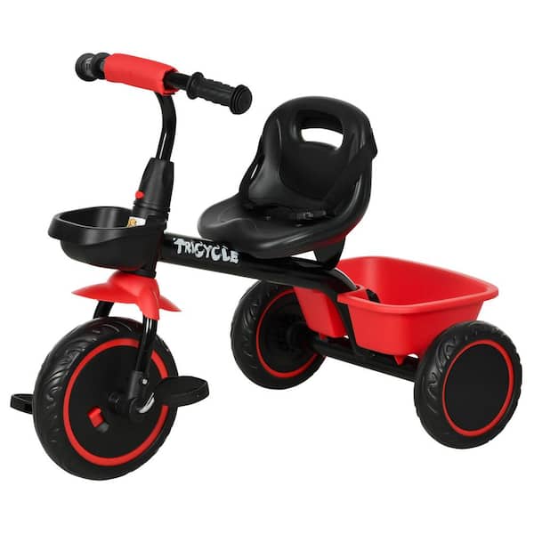 Tricycle for Toddlers Age 2-5 with Adjustable Seat, Toddler Bike with Storage Baskets for Girls and Boys, Red