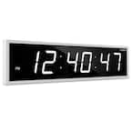 Ivation 24 in. White Large Digital Wall Clock LED Digital Clock with ...