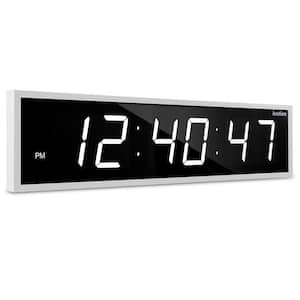 36 in. White Large Digital Wall Clock LED Digital Clock with Remote