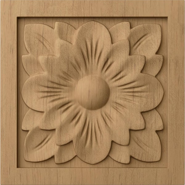 Ekena Millwork 5/8 in. x 3 in. x 3 in. Unfinished Wood Lindenwood Small Dogwood Flower Rosette
