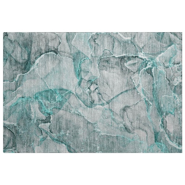 Dream Shag Premium Machine Washable Abstract ADS519 Teal 2 ft. x 3 ft. Accent Rug