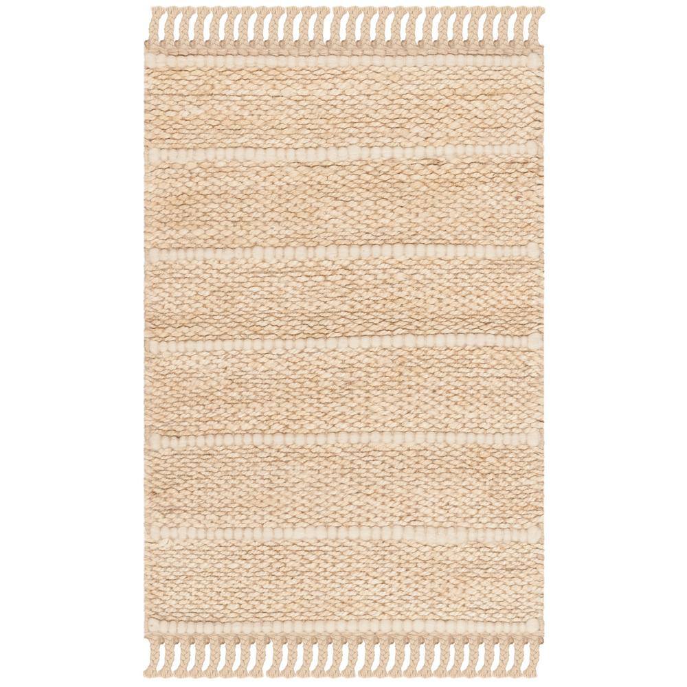 Ivory Flat Woven Handmade Round Wool Rug, 2' x 3'