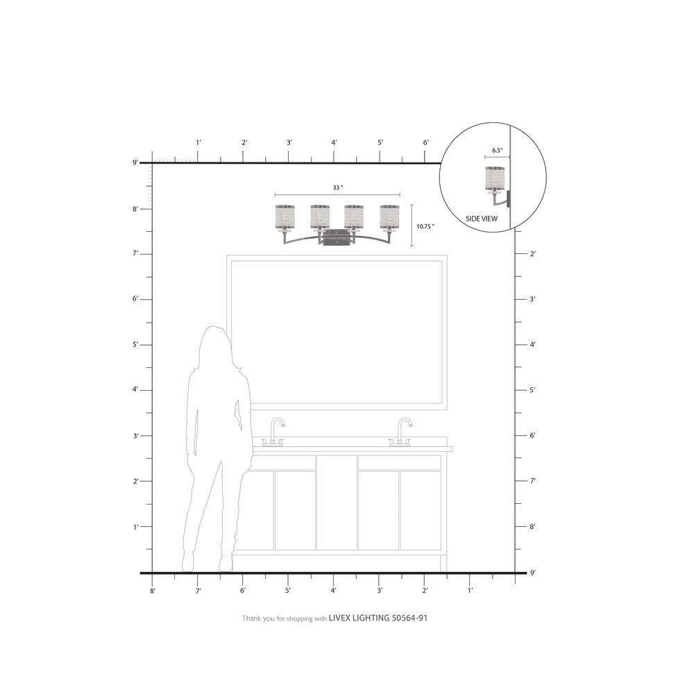 Elegant Grammercy 4-Light Brushed Nickel Vanity with Crystal Shades