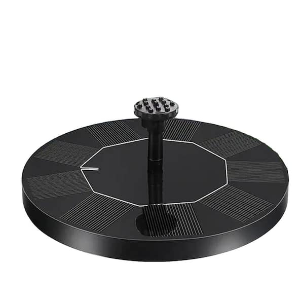 Phewnyzo Black Solar Bird Bath Fountain with Multiple Nozzles & Fixed Pipes Solar-Powered 3.5W Water Pump for Bird Bath Garden