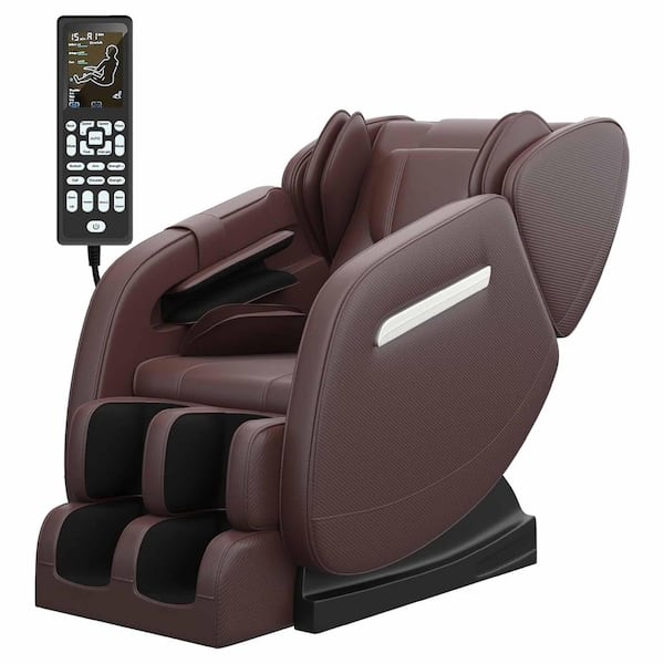 Favor Brown Recliner with Zero Gravity, Full Body Air Pressure, Bluetooth, Heat and Foot Roller Massage Chair
