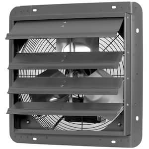 1736 CFM, DC Motor, Gray 16 in. Wall Mounted Shutter Exhaust Fan with Temperature and Humidity Controls, Variable Speed