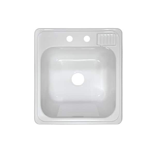 Lyons Industries Laundry Tub Top Mount Acrylic 20x22x12 in. 2-Hole Single Bowl Kitchen Sink in White