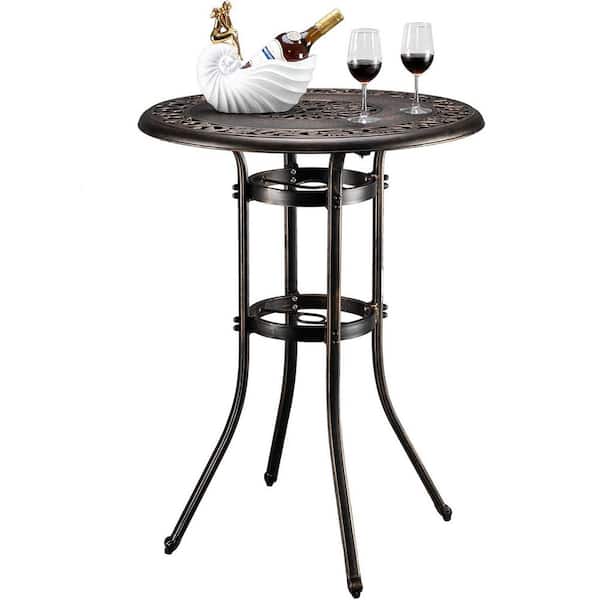 Unbranded Bronze Metal Outdoor Dining Table with Umbrella Hole