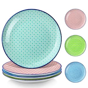 Macaron 4-Pieces Multi-Colour Dinner Plate Set Porcelain 10.6 in. Dinner/Salad/Fruit/Snack Plate (Set of 4)