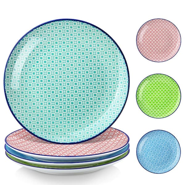 vancasso Macaron 4-Pieces Multi-Colour Dinner Plate Set Porcelain 10.6 in. Dinner/Salad/Fruit/Snack Plate (Set of 4)