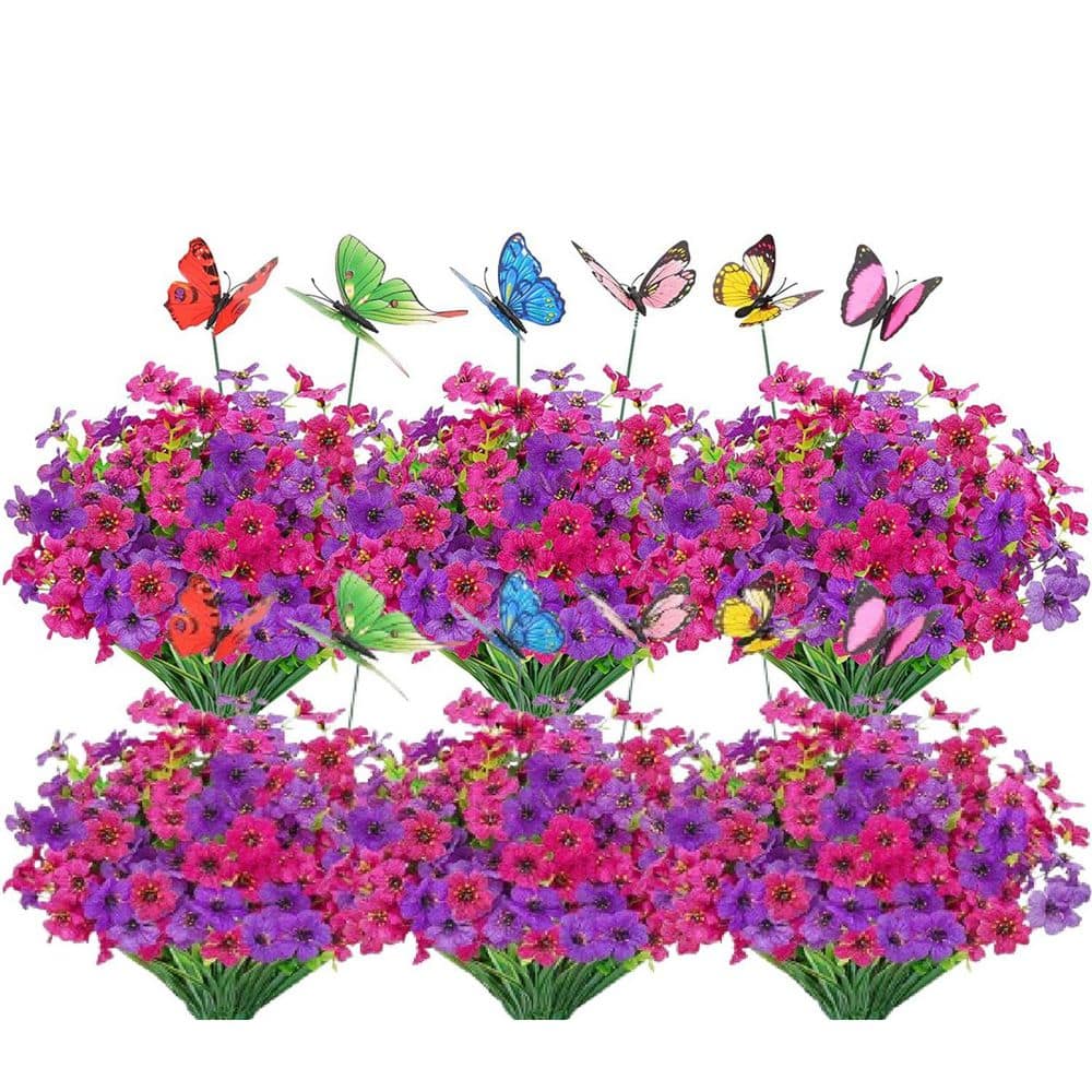 Afoxsos 2 in. Fuchsia Rose Red Indoor/Outdoor Artificial Mixed