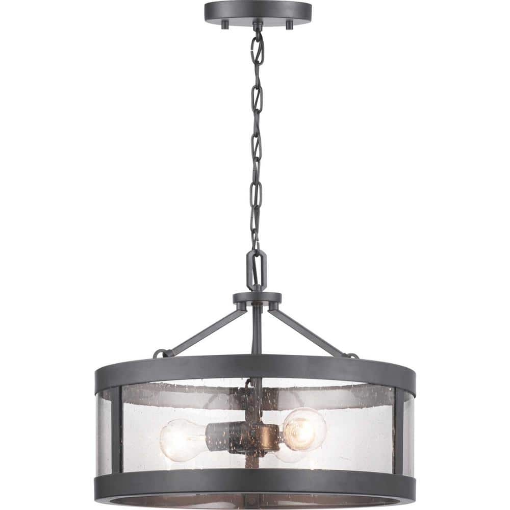 Graphite Seeded Glass 3-Light Farmhouse Ceiling Fixture