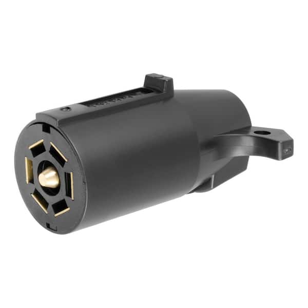 CURT 7-Way RV Blade Connector Plug (Trailer Side, Black Plastic, Packaged)