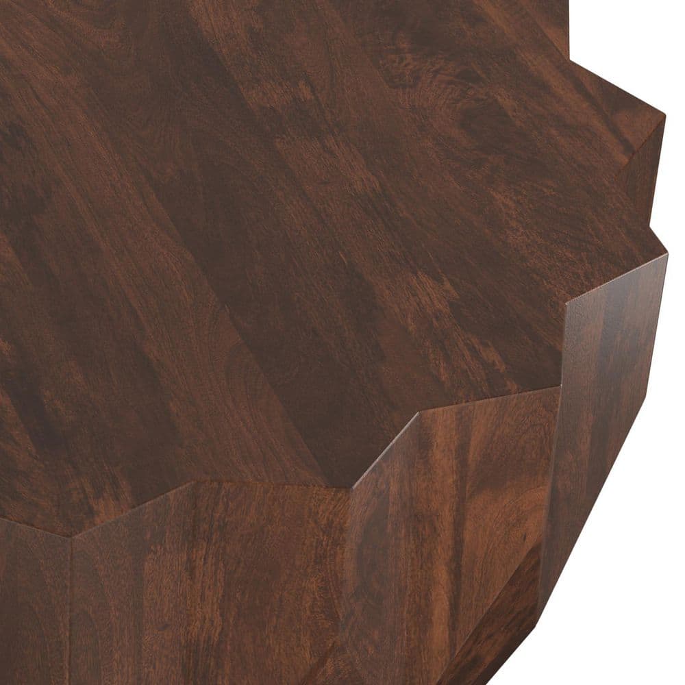 Turnbull Round Walnut Mango Wood Geometric Coffee Table