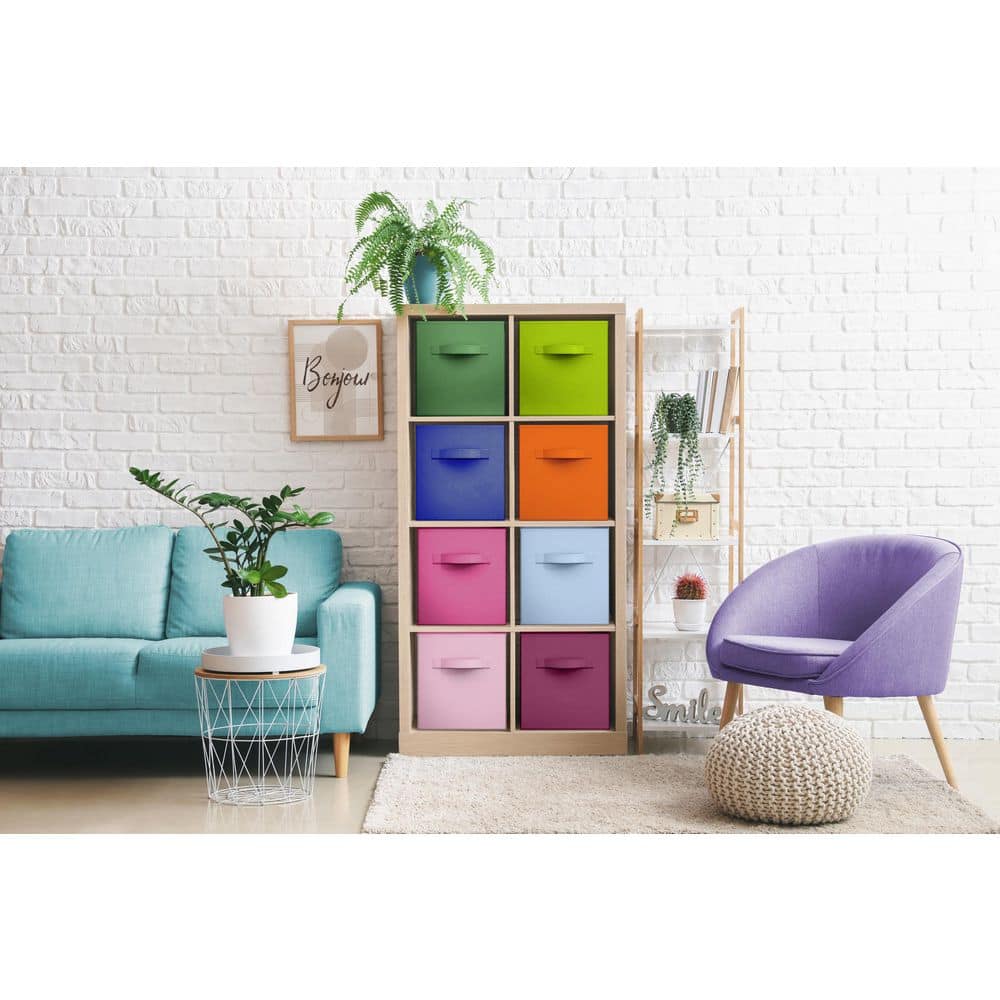 Storage Cubes with Handles, Multicolored 13 in. x 13 in. H Fabric Decorativ