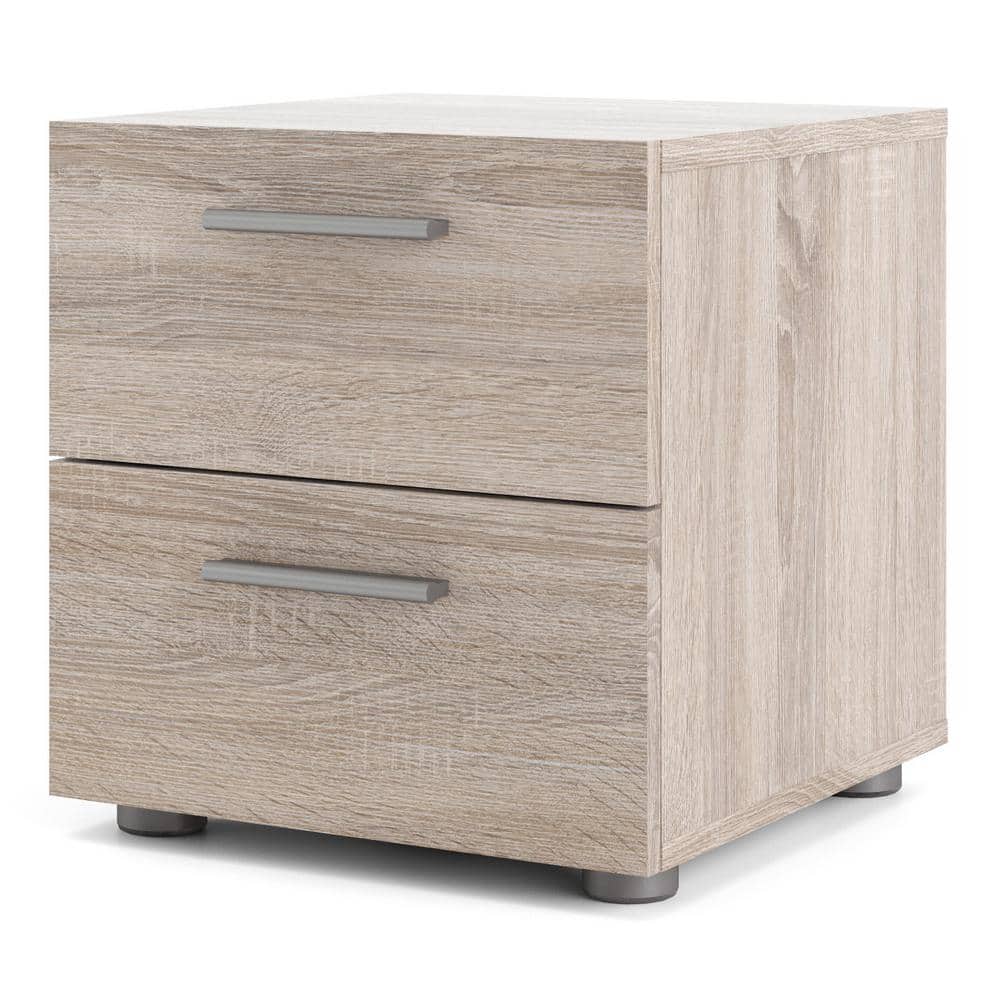 Truffle Transitional 2-Drawer Nightstand with Metal Accents