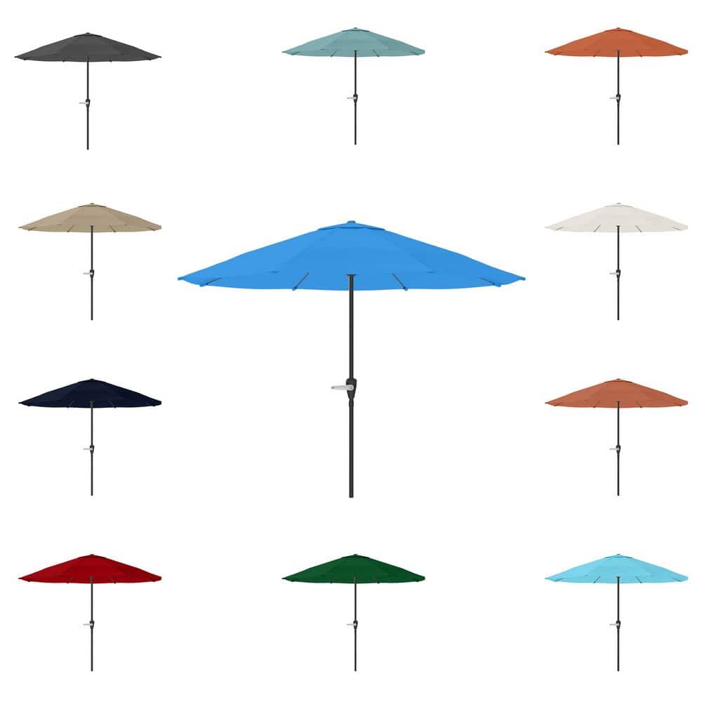 Brilliant Blue 9 ft. Round Aluminum Market Patio Umbrella