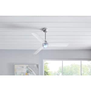 Everaine 52 in. White Color Changing Integrated LED Silver Ceiling Fan with Light Kit, DC Motor and Remote Control