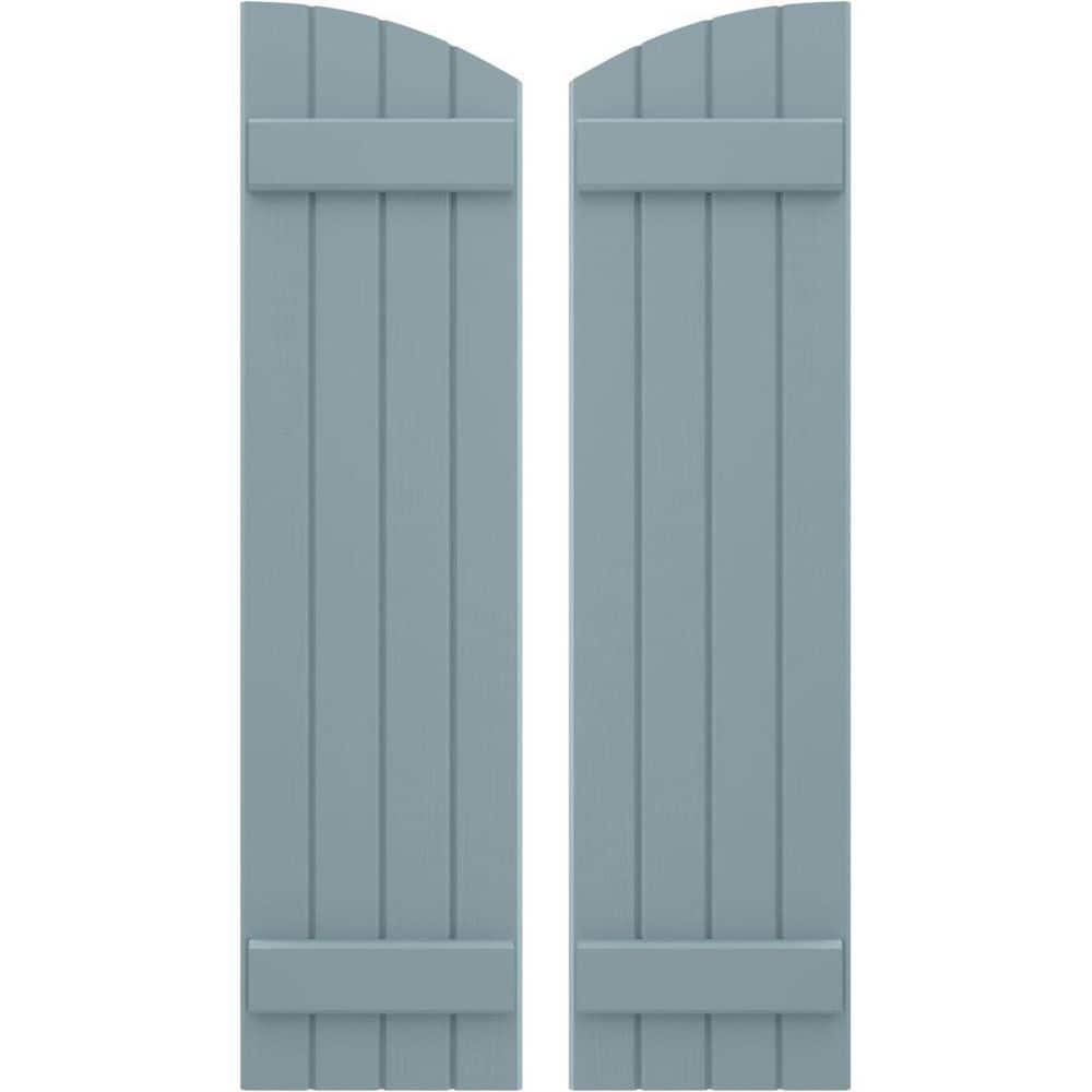 14 in. W x 32 in. H Americraft Exterior Real Wood Joined Board and Batten Shutters with Elliptical Top in Peaceful Blue price history on PriceWatchPro