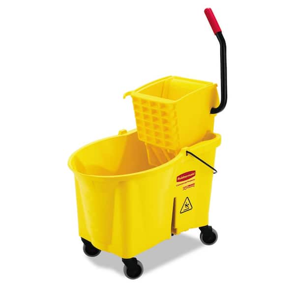Rubbermaid Commercial Products 44 Qt. Yellow WaveBrake Side Press Mop Bucket and Wringer Combo