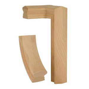 Stair Parts 7581 Unfinished Red Oak Left-Hand 2-Rise Gooseneck with Cap Handrail Fitting