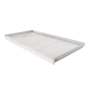 32 in. L x 60 in. W Single Threshold Alcove Shower Pan Base with Left Hand Drain in Dune