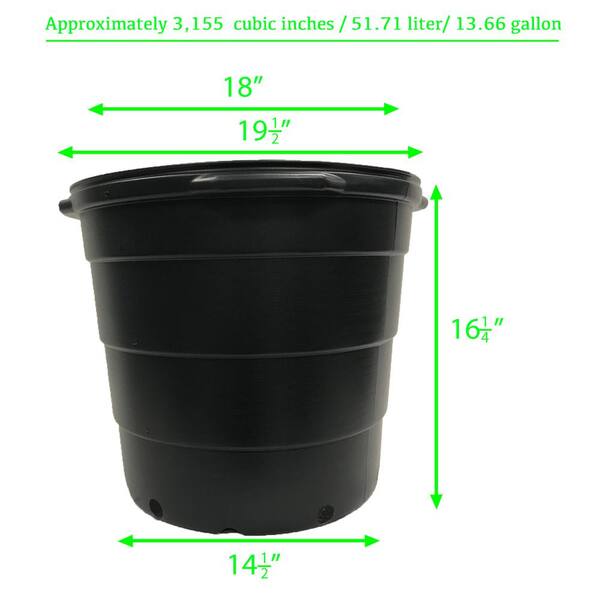 Viagrow 15 Gal Plastic Round Nursery Trade Pots 5 Pack Vhpp1500 5 The Home Depot