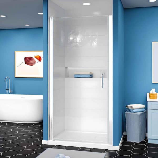 AZDHOME 36-37.5 in. W x 72 in. H Frameless Pivot Shower Door in Chrome with 1/4 in Thick Clear SGCC Tempered Glass